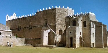 the back of the izamal convent, merida